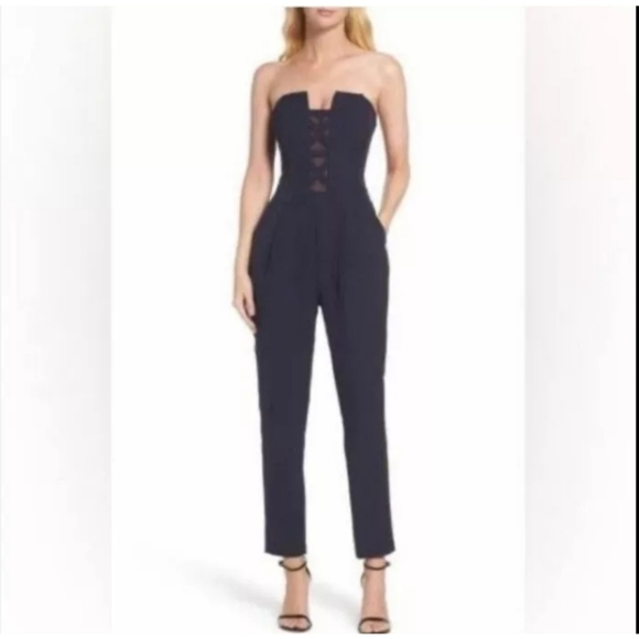 NWT Adelyn Rae Strapless Navy Blue Jumpsuit Size Medium - Picture 11 of 11